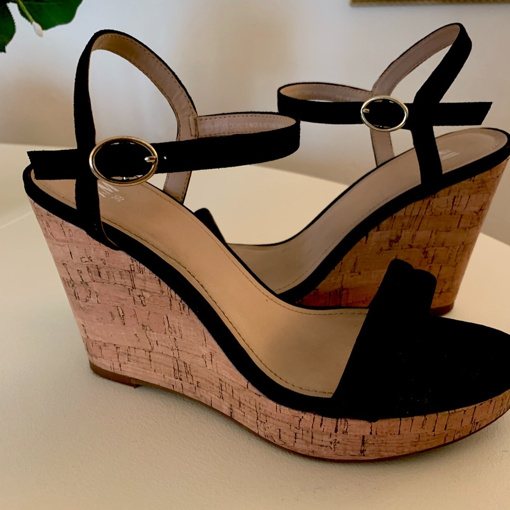 Black ankle strap wedges